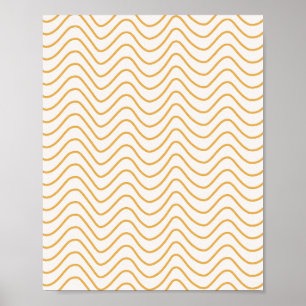 Póster Patrón De Chevron Amarillo Y Crema Zigzag