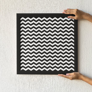 Póster Patrón de Chevron Blanco y Negro