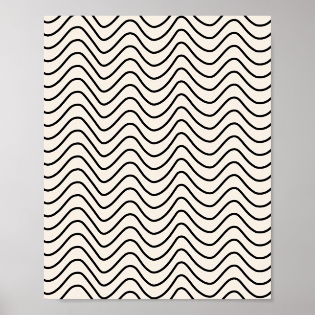 Póster Patrón De Chevron De Línea Mínima Crema Blanco Y N (Frente)