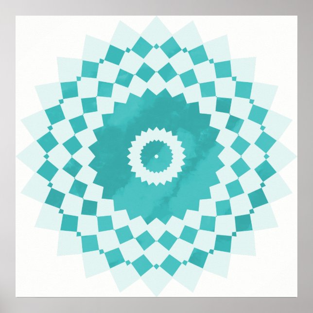 Póster Patrón de cielo azul turquesa de Mandala (Frente)