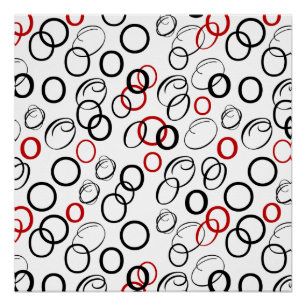 Póster Patrón de círculo abstracto negro y rojo