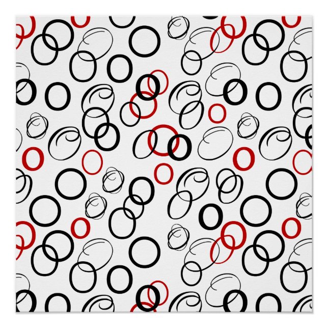 Póster Patrón de círculo abstracto negro y rojo (Anverso)