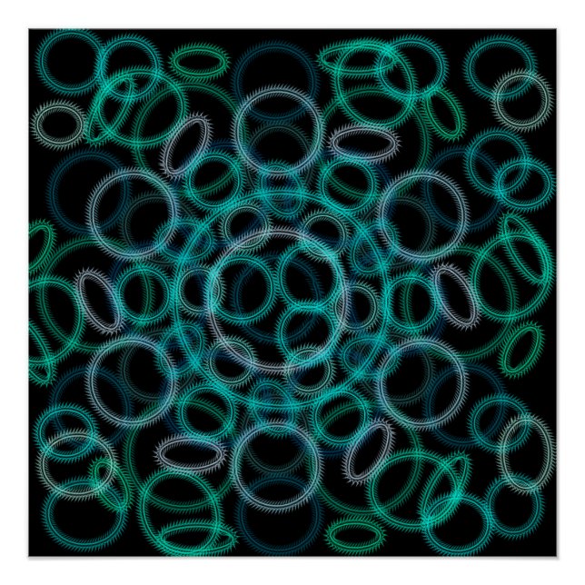 Póster Patrón de círculos negros y verdes (Anverso)