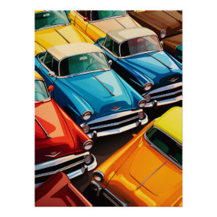 Póster Patrón de coches antiguos