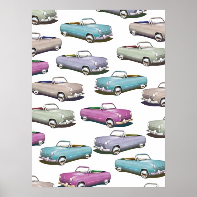 Póster Patrón de coches clásicos de época (Frente)