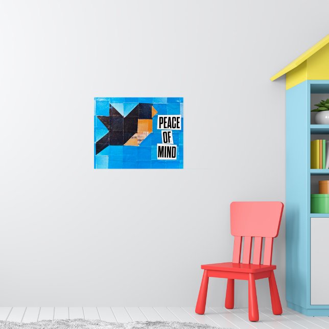 Póster Patrón de Colcha de Pájaros Cielo Azul Paz Mental  (Guardería 1)