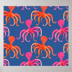 Póster Patrón de color de Octopus Personalizado colorido