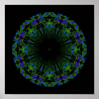 Póster Patrón de colores negro y pavo real.