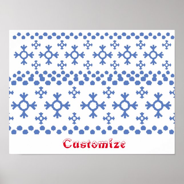Póster Patrón de copos de nieve azules, Thunder_Cove (Frente)