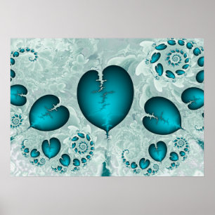 Póster Patrón de corazón azul