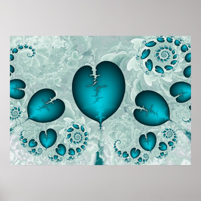 Póster Patrón de corazón azul (Frente)