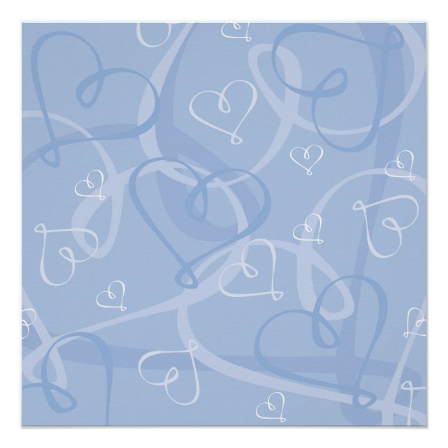 Póster Patrón de corazón azul (Anverso)