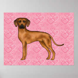 Póster Patrón de corazón de amor de perro Rhodesian Ridge