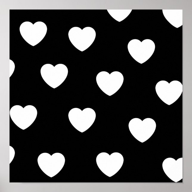 Póster Patrón de corazón en blanco y negro (Frente)