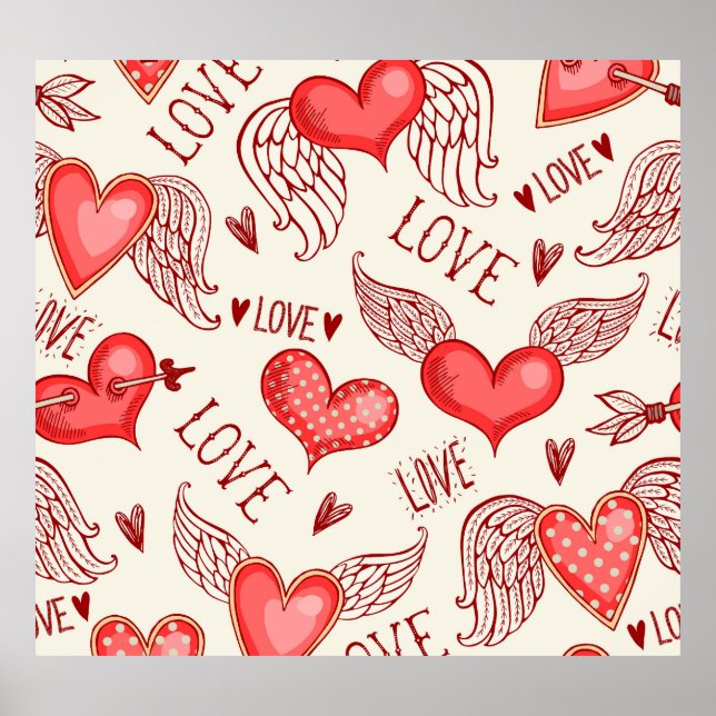 Póster Patrón de corazón para El día de San Valentín (Frente)