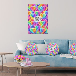 Póster Patrón de Corazones Modernos Coloridos Día de San