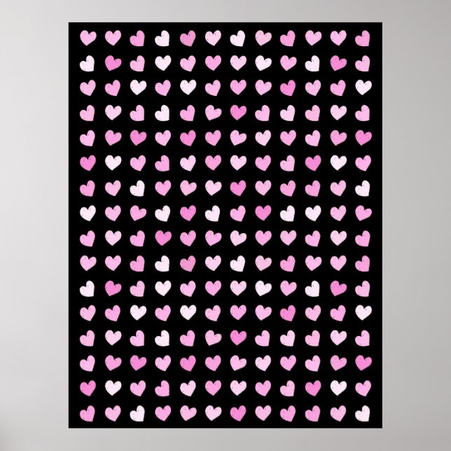 Póster Patrón de corazones rosados (Frente)