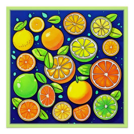 Póster Patrón de corte de cítricos fresco