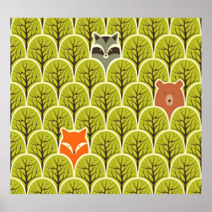 Póster Patrón de cosecha de animales de bosque
