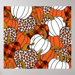 Póster Patrón de cosecha de la calabaza de mosaico