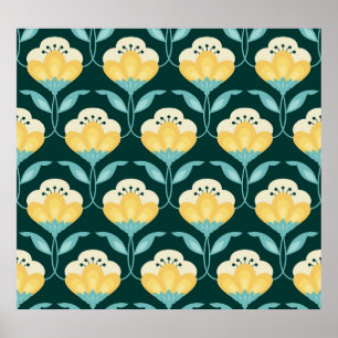 Póster Patrón de cosecha de vintage retro floral sin sold