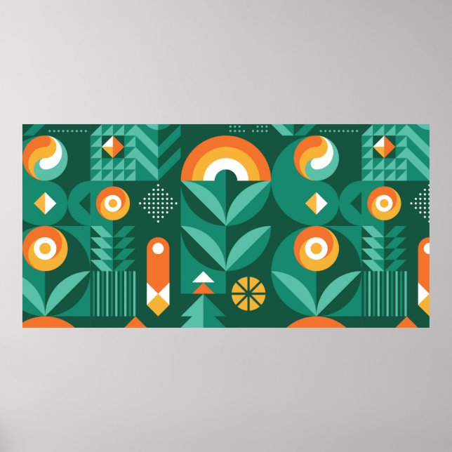 Póster Patrón de cosecha geométrica abstracta en Escandin (Frente)