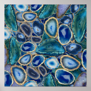Póster Patrón de cristal de Blue Geods