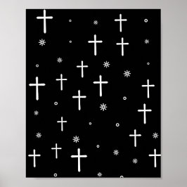 Póster Patrón de cruces y estrellas