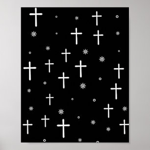 Póster Patrón de cruces y estrellas