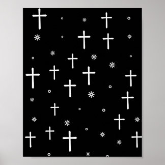 Póster Patrón de cruces y estrellas