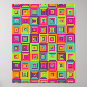 Póster Patrón de Cuadrados Coloridos