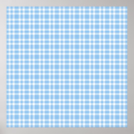 Póster Patrón de Cuadro Escocés Azul Blanco