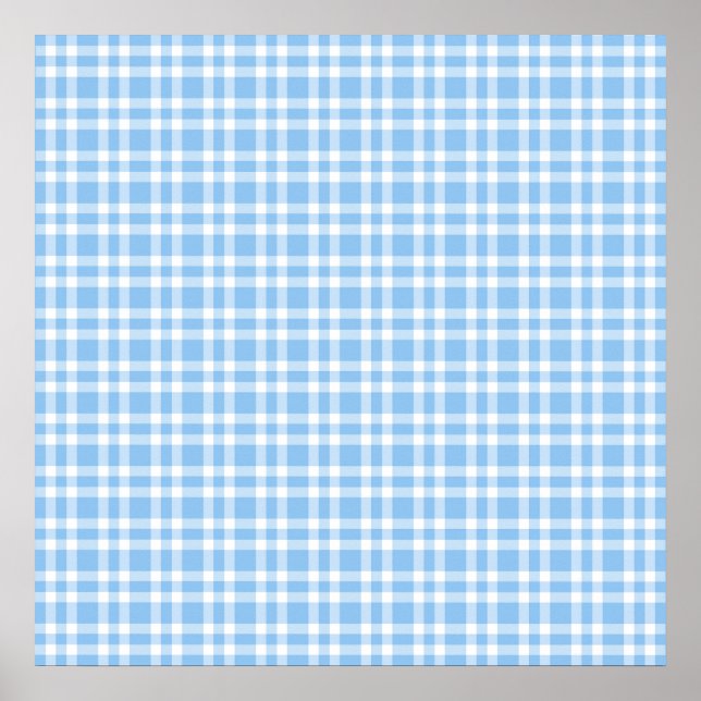 Póster Patrón de Cuadro Escocés Azul Blanco (Frente)