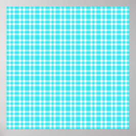 Póster Patrón de Cuadro Escocés Azul Blanco