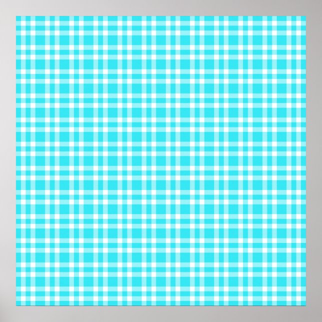 Póster Patrón de Cuadro Escocés Azul Blanco (Frente)