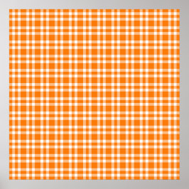 Póster Patrón de Cuadro Escocés Naranja Blanco