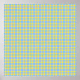Póster Patrón de Cuadros Azules y Amarillos