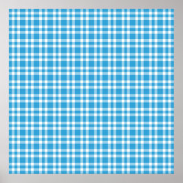 Póster Patrón de Cuadros Azules y Blancos