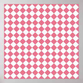Póster Patrón de cuadros de diamante rosa blanco