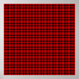 Póster Patrón de Cuadros Escoceses Rojo y Negro