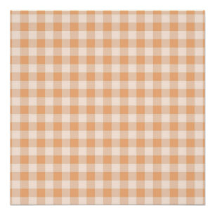 Póster Patrón de cuadros gingham blanco melocotón