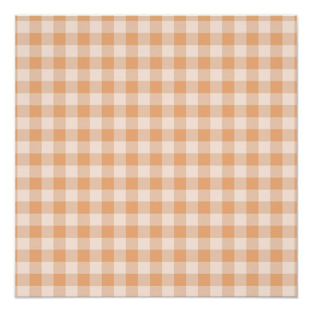 Póster Patrón de cuadros gingham blanco melocotón (Anverso)