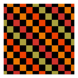 Póster Patrón de cuadros gingham naranja y negro