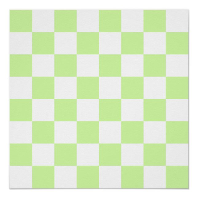Póster Patrón de cuadros gingham verde pastel (Anverso)