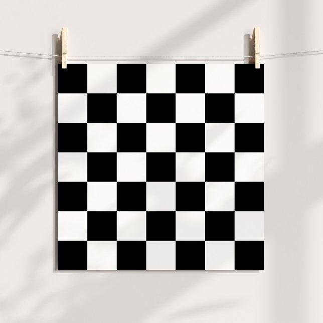 Póster Patrón de cuadros negros y blancos (Black & White Checkered Pattern Poster)