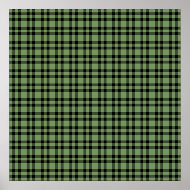 Póster Patrón de Cuadros Verde y Negro (Frente)