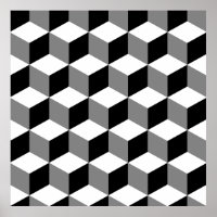 Patrón de cubo Blanco negro y gris