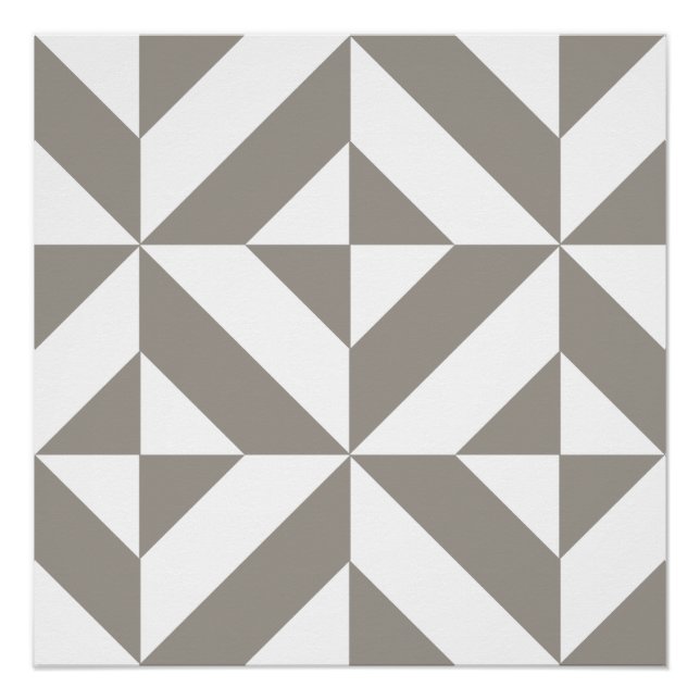 Póster Patrón de cubo de deco geométrico gris plateado (Anverso)
