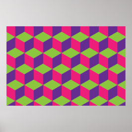 Póster Patrón de cubo geométrico