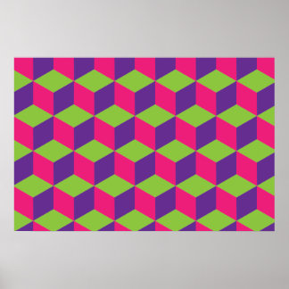 Póster Patrón de cubo geométrico